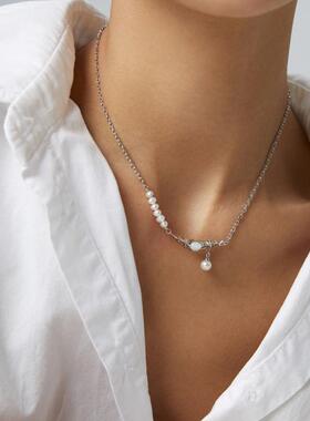 【Tonight or Never】S925纯银不对称月亮耳钉项链法式轻奢高级感