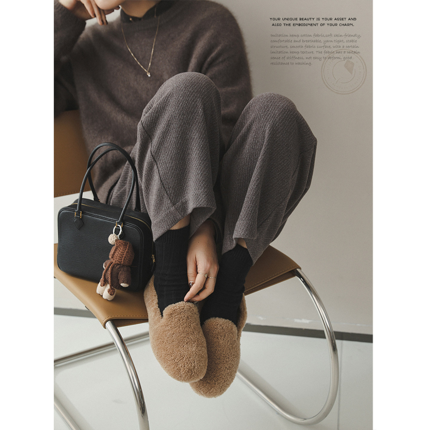 苹果的生活家|暖绒绒小羊羔 内增高厚底芭蕾乐福秋冬豆豆鞋毛毛鞋,淘宝优惠券,粉丝福利购,淘宝优惠卷