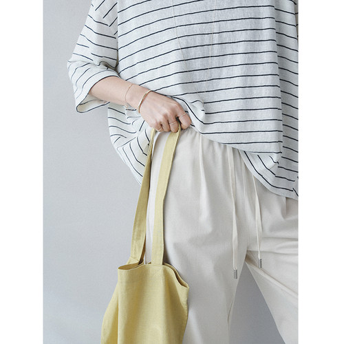 苹果的生活家|凉感遛弯裤 透气速干7A抗菌松紧腰窄版阔腿休闲裤 - 图1