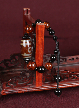 3眼天珠复古情侣手链男士民族风手串礼物女士琉璃红色黑色配饰品