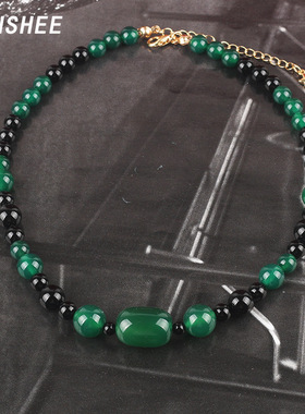 串珠项链中国风首饰民族风锁骨链颈链遮疤痕原创设计小众复古绿色
