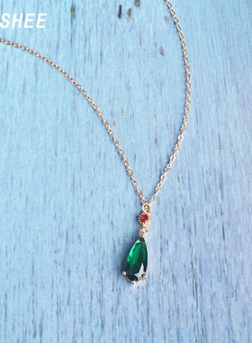 祖母绿水滴锆石锁骨链哈尔的移动城堡同款项链吊坠水晶配饰礼物女