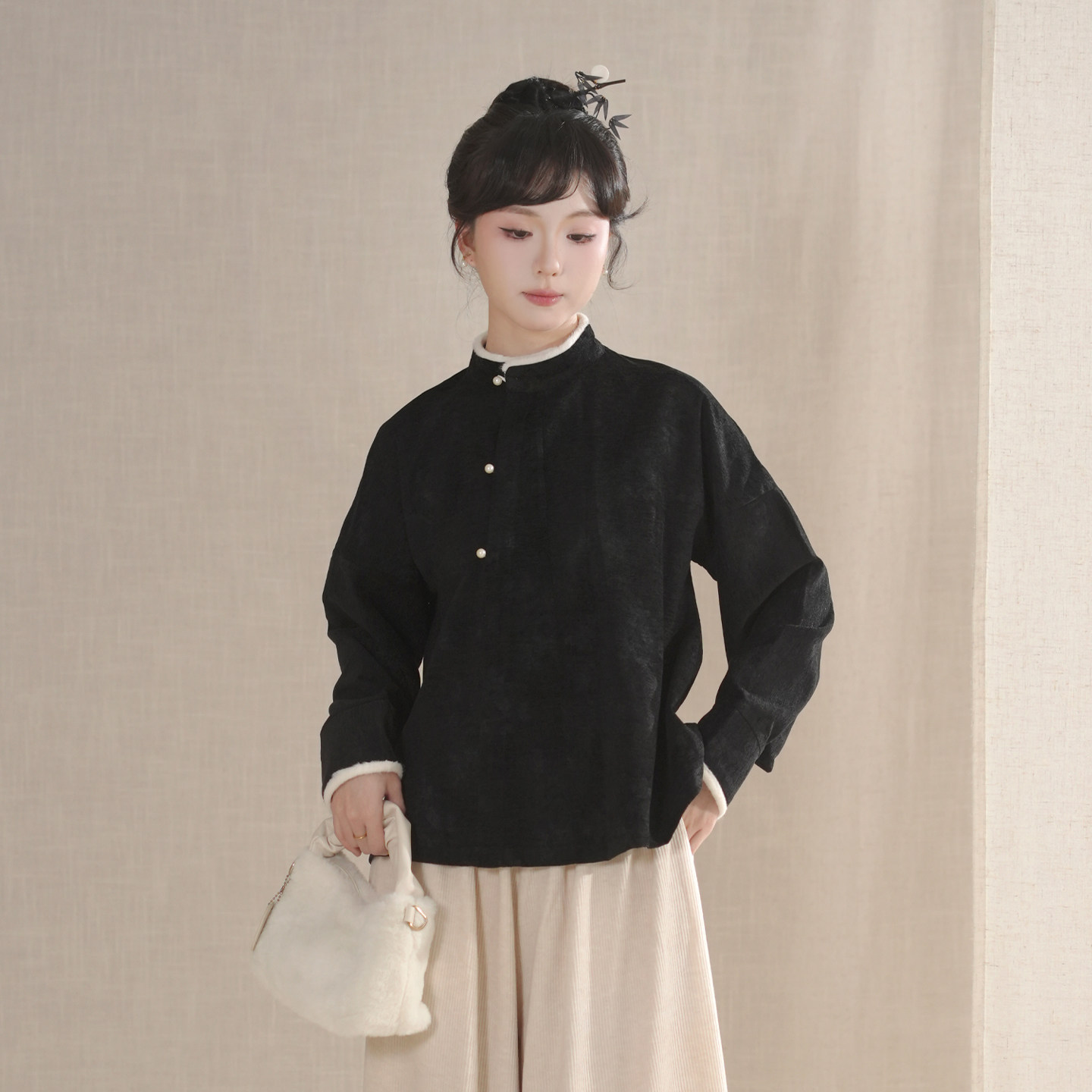 织尚御司原创汉服女改良圆领弓袋袖中衣宋裤秋冬百搭日常通勤加厚,淘宝优惠券,粉丝福利购,淘宝优惠卷