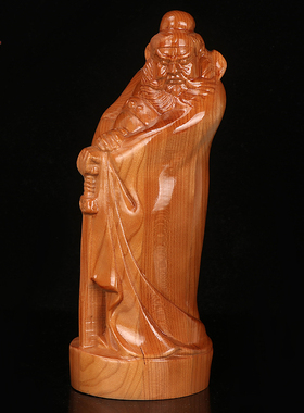 桃木钟馗神像摆件家居客厅装饰品