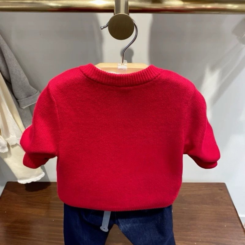 马年款韩国童装秋冬款男女童同款卡通羊毛衫毛线开衫新年红色毛衣,淘宝优惠券,粉丝福利购,淘宝优惠卷