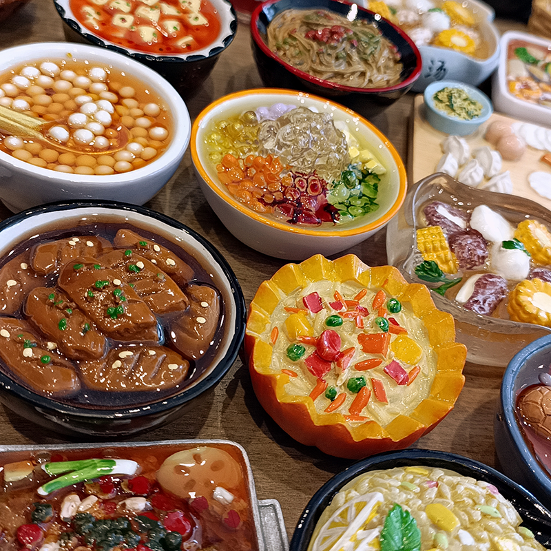 【买5赠1】创意立体地方特色小吃仿真树脂食物冰箱贴磁贴吸铁石 - 图2