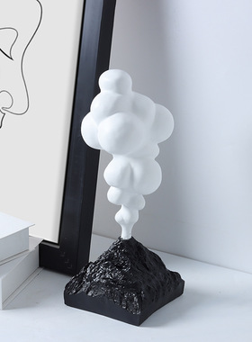 极简简约现代红色创意趣味火山喷发摆件客厅电视柜样板房装饰摆件