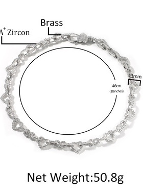 无限爱心铜镶锆石嘻哈项链