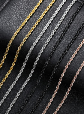 不褪色古巴链钛钢男女