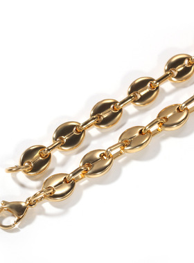 欧美嘻哈钛钢咖啡豆项链情侣