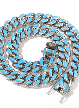 欧美嘻哈12mm不锈钢项链情侣