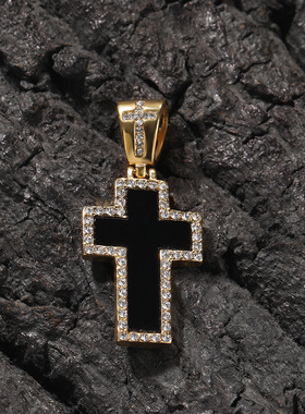 不锈钢锆石麻花链男女十字架吊坠