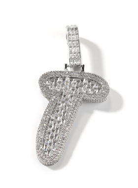 字母吊坠男铜镶T方锆石