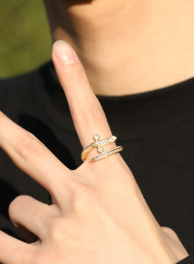 男女锆石欧美正义之剑戒指