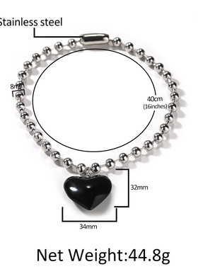 黑色桃心8mm米珠链女士