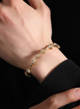 锥铜镶锆石嘻哈项链男