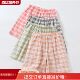 Pure cotton pajamas ສັ້ນຂອງແມ່ຍິງ plaid ຝ້າຍລ້າງຝ້າຍ