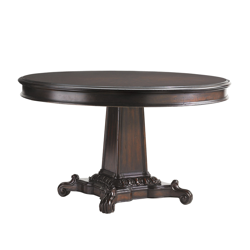 美式现代复古全实木圆餐桌1.3米1.5米深咖一桌六椅家用大小户型-图3