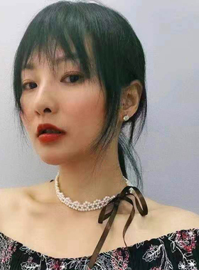 天然淡水珍珠项链 手工花链小珍珠颈链 束发带 短款两用