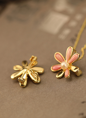 粉色贝壳 天然淡水珍珠 皇后螺 女皇贝 小胸针女 吊坠两用 不含链