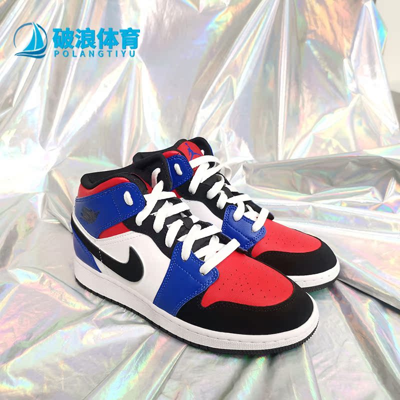 Nike/耐克正品AIR JORDAN 1 MID GS AJ1大童运动篮球鞋554725-124-图2