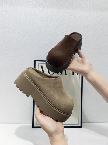 欧洲站2025真皮厚底勃肯鞋百搭休闲鞋加绒包头半拖鞋女鞋6-801 - 图0