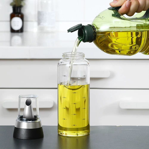 Стеклянный масляный горшок с нержавеющей стали рта соевый соус горшок с кунжутным маслом горшок с уксусной кастрюль.