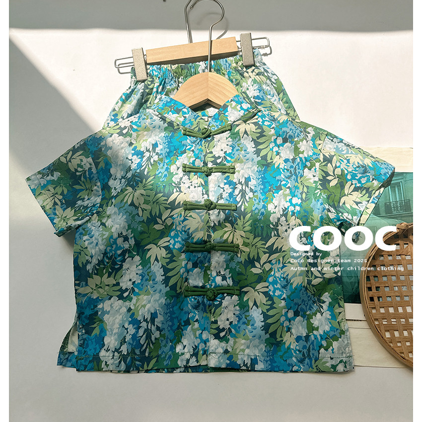 2025夏季新款男童汉服对襟短袖短裤套装国风立领小清新宝宝衣服,淘宝优惠券,粉丝福利购,淘宝优惠卷