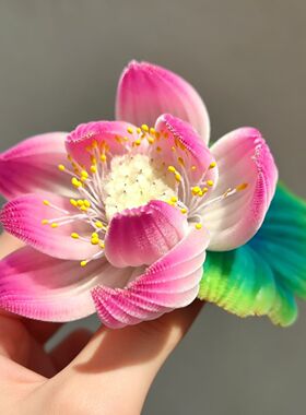 荷花系列‖非遗手工蚕丝绒花荷花发簪古风汉服配饰中国风手作