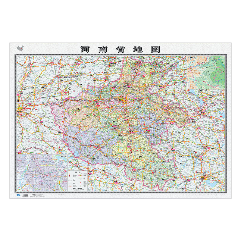 2023年新版河南省地图 大尺寸106*76cm加厚版 办公室家用背景墙装饰贴画行政交通地图挂图 中图社分省系列 - 图3