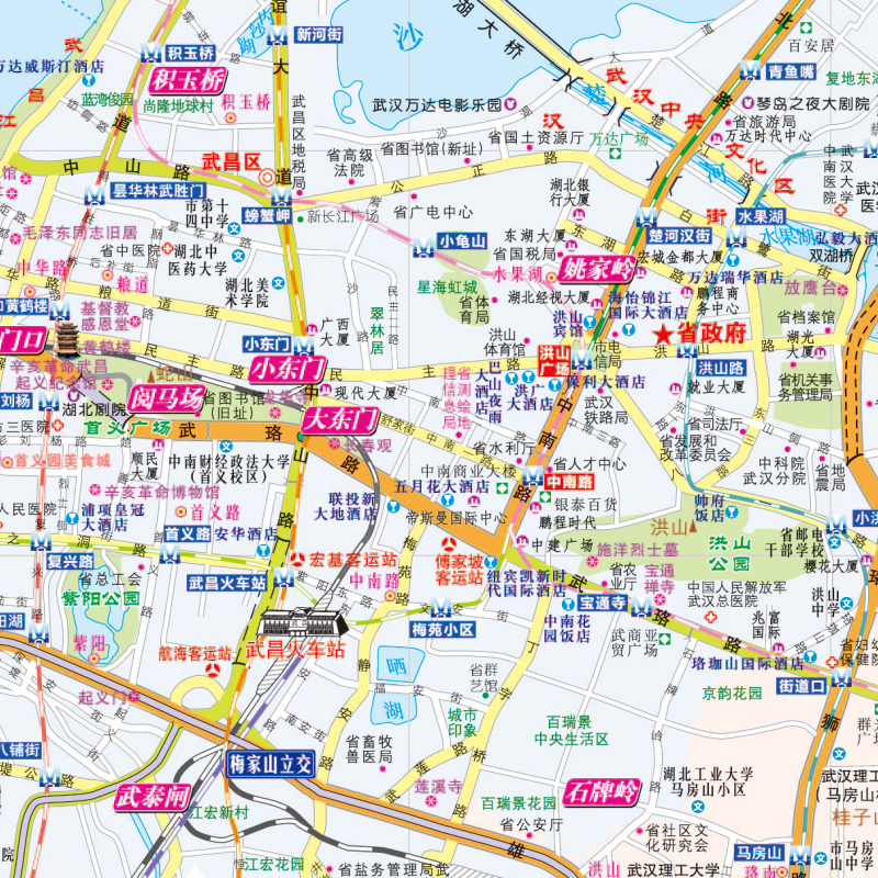 2024新版 武汉CITY城市地图 武汉交通旅游地图 含公交地铁城市街道 景点介绍正版地图 附赠武汉公交线路查询手册现货 - 图2