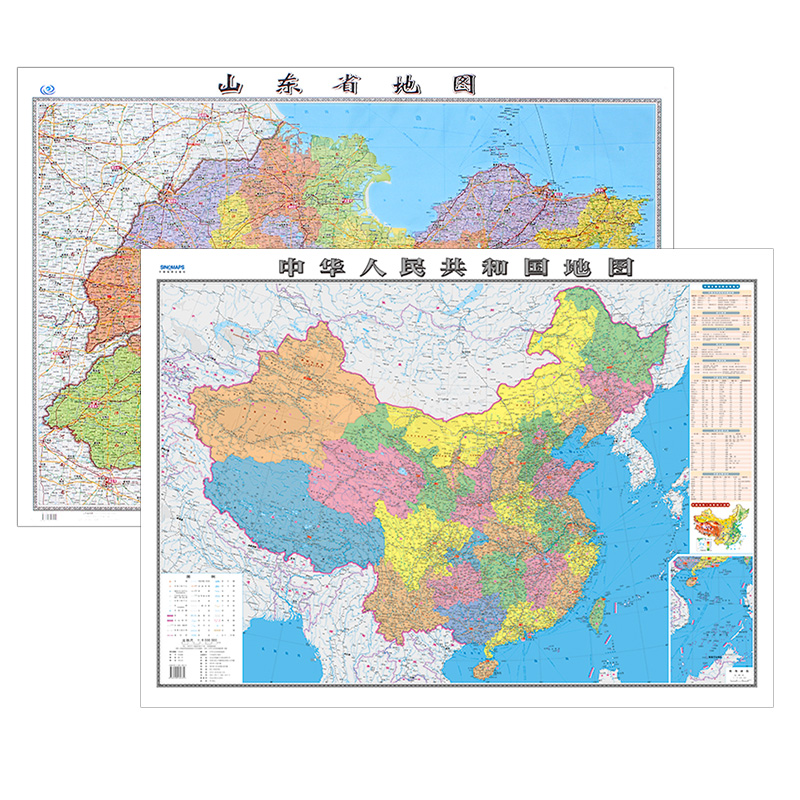 【 2张 】山东省地图2024版和中国地图2024版贴图 交通旅游参考 高清覆膜防水约106×76厘米 山东地图 - 图3