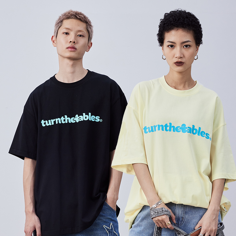 【KGOODS】Turnthetables美式字母印花情侣短袖t恤男夏纯棉半袖女-图0