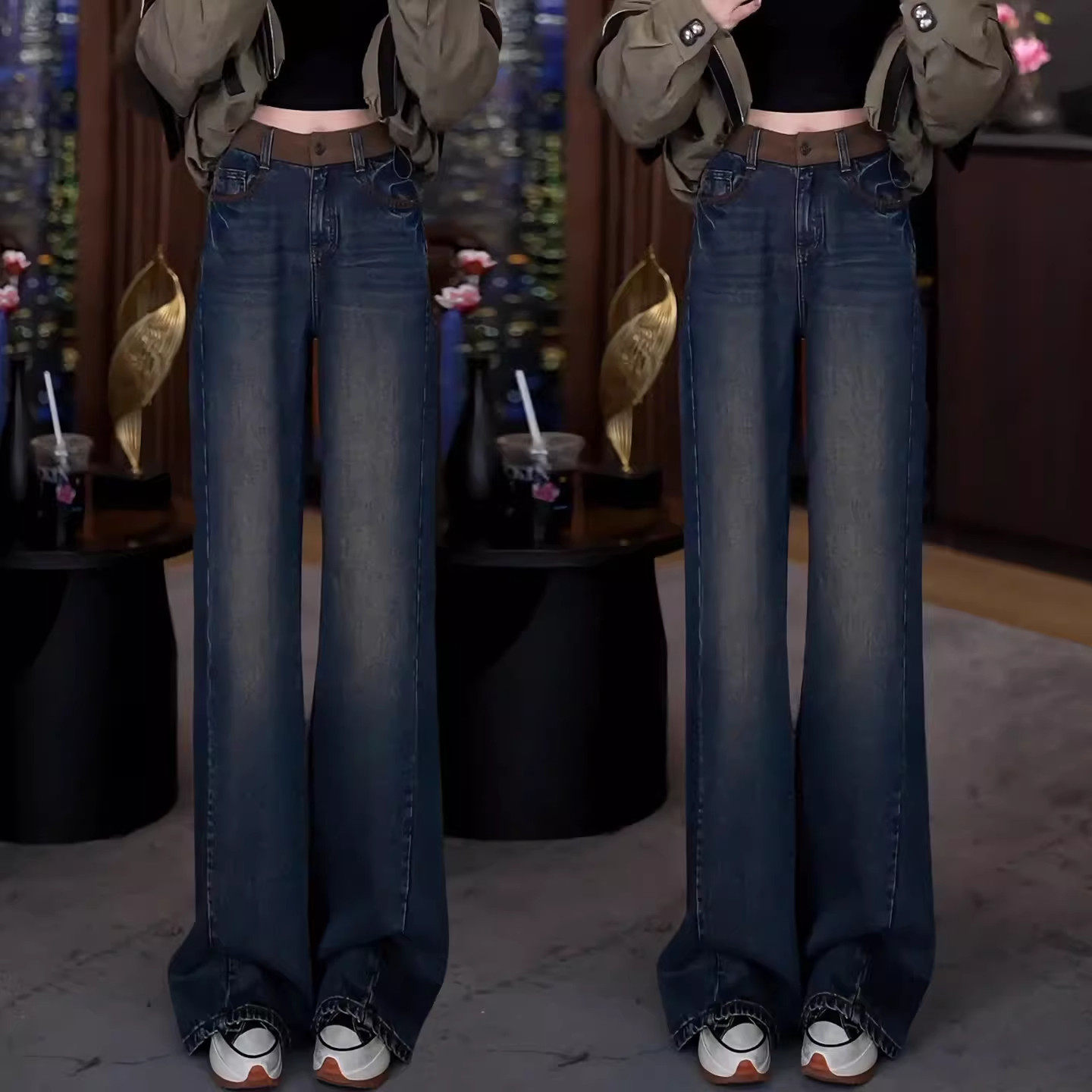 阔腿牛仔裤女2025新款冬季加绒梨型身材粗腿宽胯大码显瘦直筒裤子,淘宝优惠券,粉丝福利购,淘宝优惠卷