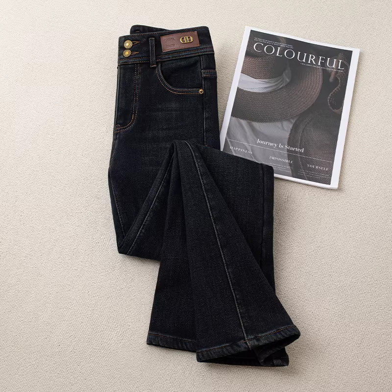 微喇复古蓝牛仔裤女秋冬季2025新款加绒高腰修身显瘦小个子喇叭裤,淘宝优惠券,粉丝福利购,淘宝优惠卷