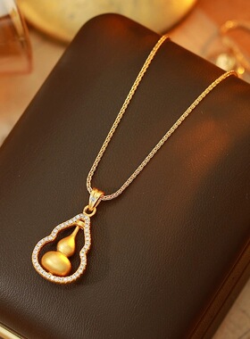轻奢爱心镀18K金葫芦锁骨链