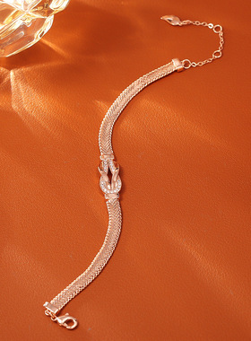 爆款玫瑰金镶锆石手链复古风时尚高级感ins风手饰女经典编织饰品