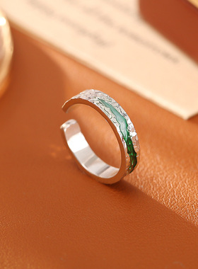 简约时尚碎碎冰滴油活口戒