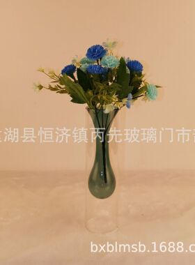 直营北欧简约玻璃花瓶客厅摆件双层插花器装饰礼品工艺鲜花现代