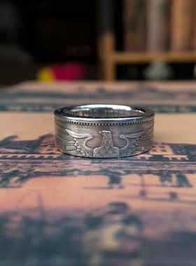屾唐制造真银币90银霸气刻字戒指