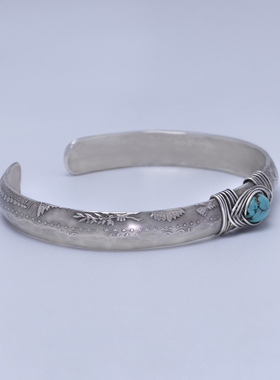 绿松石手镯银饰原创欧美男款礼物