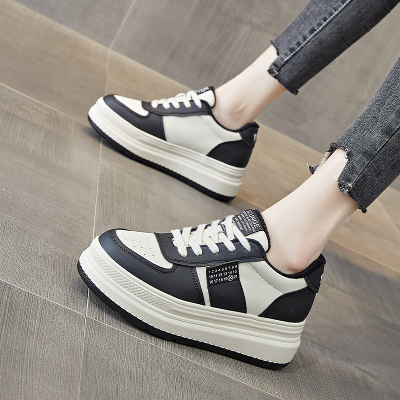 2026春秋季熊猫卡通板鞋内增高8CM厚底真皮坡跟显瘦休闲运动鞋女,淘宝优惠券,粉丝福利购,淘宝优惠卷