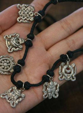 925银情侣款吉祥八宝项链