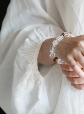 其灵【雾白】原创天然净体白水晶手链沉香疗愈高级简约设计手串女