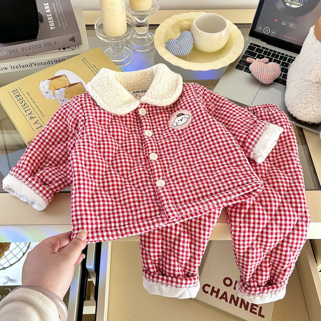 秋冬新款儿童三层夹棉卡通家居服韩版冬款男女童睡衣宝宝保暖套装,淘宝优惠券,粉丝福利购,淘宝优惠卷