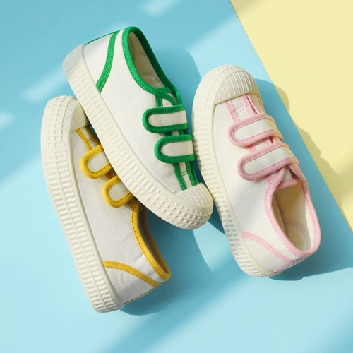 Тканевые туфли, лента для мальчиков, кроссовки на липучке, в корейском стиле