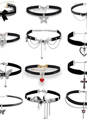 宫廷哥特式蝴蝶项链甜酷辣妹风y2k颈链锁骨链choker项圈女颈带脖