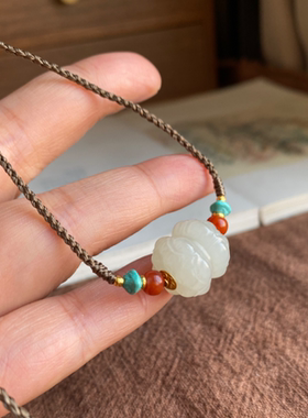 天然和田玉白玉锁骨链新中式珠宝项链国风本命年毛衣链转运珠