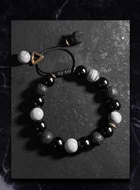 新款普陀山火山岩黑曜石手串男款手链复古个性送男友礼物