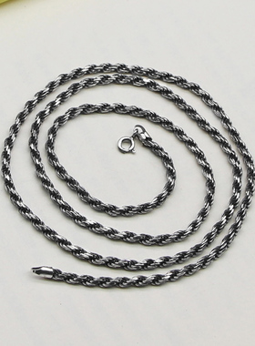 纯银复古风麻花链泰国工艺